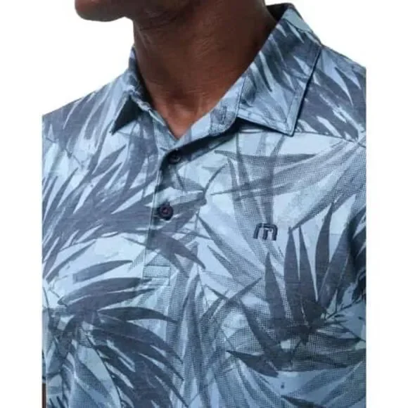 Travis Mathew Mens Forest Reserve Polo in a blue leaf print pattern sz 2XL NWT - Picture 3 of 9